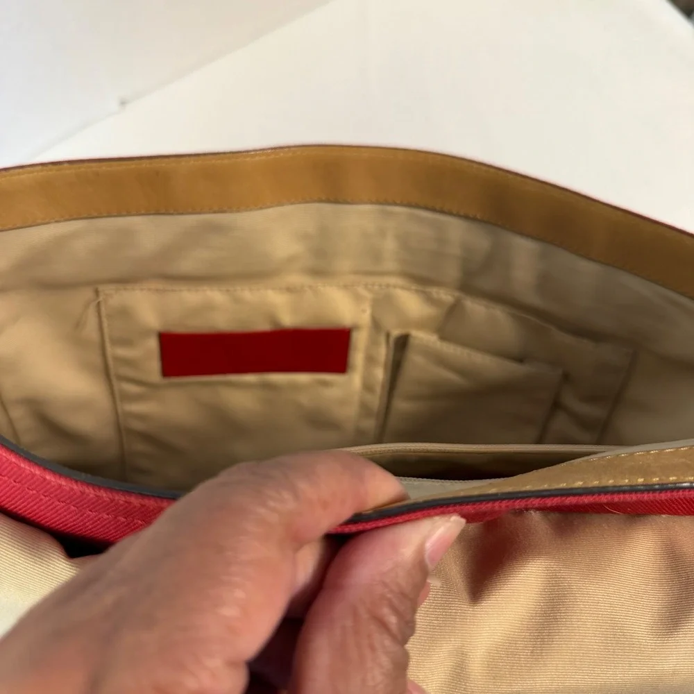 Coach Messenger Bag Large Red Heritage Stripe Canvas Crossbody F70201